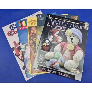 Vintage Annies Attic Bear & Toy Crochet Knit Pattern Booklets Lot of 5